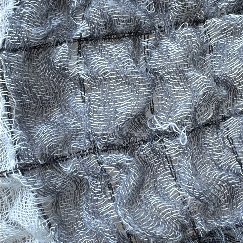 Black Grey White plaid Shawl Scarf - Picture 5 of 5